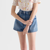Prada Women's Summer High-Waisted Solid-Color Cotton Logo Denim Shorts #81526