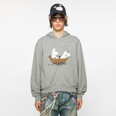 Acne Studios X Moomin Artist Tove Jansson Cartoon Print Fashion Trend Gray Hooded Zipper Sweatshirt Fall Winter Ngvp #2653