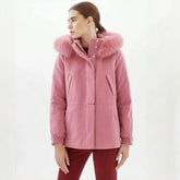 Loro Piana Lcery Short Women's Ski Jacket Furry Collar Warm Fashion Long Sleeve Jacket Elegant Temperament Loose Casual Coat Ngvp #2418