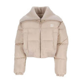 MiuMiu Women's Fall/Winter Logo-Printed Collar Zipper Goose Down Solid-Color Long-Sleeve Puffer Down Jacket #81739