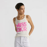 Dior Women's Summer Fashion Casual Crew Neck Pullover Sleeveless Tank Top with Hand-Painted Print and Letter Embellishments Vest #78786