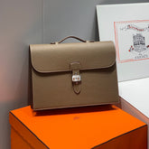 Hermes Men's Fashion Classic Solid-Color Leather Business Briefcase Handbag Bag Bags H033630CB37 #78599