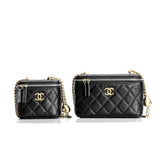 Chanel Women's Solid Color Chain Shoulder Grain Embossed Calfskin Box Bag Tote Shoulder Bags #75941