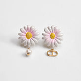 DIOR Dior Daisy Earrings Gold-Finish Metal White Resin Pearl and Multicolor Lacquer #385054