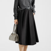 Prada Women's Spring/Summer Solid Colour Leather Belt Nylon Casual Skirt #77121