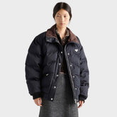 Prada Men's and Women's Winter Fashion Casual Triangle Logo Lapel Zipper Down Jacket #78618