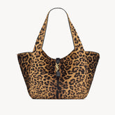 Saint Laurent Le 5 À 7 Bea Shearling-effect Handbag Ysl Bea Horizontal Tote Leopard-print Leather Tote Fashionable Luxury Elegant Clutch Spacious Capacity Bag 763435AAD0N2063 #195462