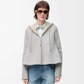LOEWE 25AW Derby Suede Leather And Fur Beige Tellow Hair Suede Shearling Hooded Jacket #332353