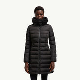 Moncler Women's Autumn and Winter Solid Color High Collar Fit Hooded Zipper Long Puffer Down Long Sleeve Jacket #74731