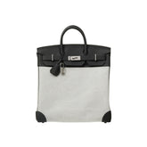 Hermes HacHaut A Courroies 40 HACG40 Women's Silver Buckle Canvas And Cowhide Colour Blocked Handbag Bag Bags #77113