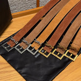 Saint Laurent Cassandre Belt With Square Buckle in Suede #375917