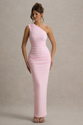 Dalarie | Pink One-Shoulder Gathered Maxi Dress