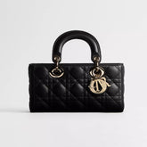 Dior Small Lady D-Joy Handbag In Black Matte Calfskin With Wicker-weave Pattern Pink Lambskin Princess Bag Elegant Crossbody Design Bags M0613ONGE_M900 #197191