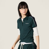 MiuMiu Bottle Green blue Cotton Jersey Polo Shirt #377064