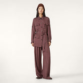 Loro Piana Women's Spring Summer Autumn Amanda Solid Color Striped Belt Silk Long Sleeve Shirt Casual Wide Leg Pants Haris Pants Ngvp #1841