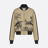 Dior Dioriviera Men's And Women's Fall/Winter Fashion Casual Color Block Zipper Palms Rui Print Pilot Jacket #79487