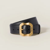 MiuMiu Women's Solid Colour Cowhide Logo Belt with Metal Buckle #76279