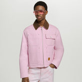 Louis Vuitton X Men's Autumn And Winter Pink Lapel Workwear Jacket Cotton Fashion Trend Zipper Casual Long Sleeve Jacket #81632