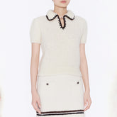 Chanel Top-Quality Version Short-sleeved Top Cashmere Alpaca White Brown #336577