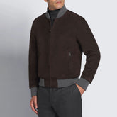 Brioni Men's Fall/Winter Fashion Casual Crew Neck Zipper Color Blocked Suede Jacket #79134