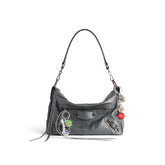 Balenciaga LE CITY MOTO Men's And Women's Fashion Classic Solid Color Zipper Closure Leather Adjustable Strap Shoulder Bag Crossbody Bag Motorcycle Bag Bags 8461882AB6Z1251 #79567