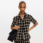 Chanel Jacket Wool Tweed Black White #379065