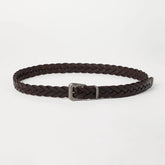 Brunello Cucinelli Men's & Women's Monili Braided Leather Belt Retro Solid Color Buckle Satin Finish Waist Belt Width: 2.5cm Accessories Ngvp #2555