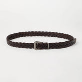 Brunello Cucinelli Men's & Women's Monili Braided Leather Belt Retro Solid Color Buckle Satin Finish Waist Belt Width: 2.5cm Accessories Ngvp #2555