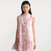 Dior Dioriviera Short Dress Women's Spring/summer Pink And Black Printed Short Button Dress Dresses Ngvp #2174