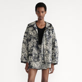Dioriviera Women's Spring/autumn Fashion Classic Sauvage Printed Pattern Hooded Zipper Jacket High Waisted Short Casual Skirt Pants Shorts Suit Set #78378