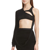 Rick Owens Women's Summer Tie Irregular Hollow Out Top Solid Color Splicing Short Tank Top Vest Ngvp #1799