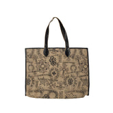Chrome Hearts Women's All-Over Pattern Printed Straw and Leather Shopping Bag Tote Bags Handbag #77937
