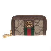 Gucci Men's Women's Ophidia Collection Short Wallet GG Printing Red Green Stripe Webbing Zipper Closure Canvas Bag Casual Purse #71671