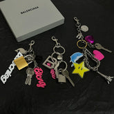 Balenciaga Metal Keychain Fashion High Street Letter Chain Bag Hanging Decoration Accessories #99575