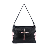 Chrome Hearts Classic Cross 925 Sterling Silver Solid Color Cowhide Vintage Tote Bag Single Shoulder Crossbody Bag Fashionable Casual Bag Bags #81494
