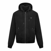 Prada Men's Winter Fashion Casual Solid Color Hooded Zip Up Jacket With Triangle Label Cotton Coat Cotton Jacket #79344