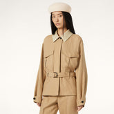 Loro Piana Dillon Women's Jacket Spring And Autumn Apricot Lapel Button Belt Jacket Fashion Elegant Casual Jacket Ngvp #2419