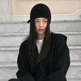 Chanel Women's Fall/Winter Black Floppy Knit Hat Cap #72794