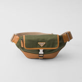 Prada Men's Enameled Metal Triangle Label Re-Nylon and Leather Shoulder Bag Waist Bags #76294