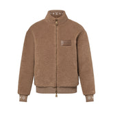 Louis Vuitton Women's and Men's Suede Leather Label Teddy Velvet Suede Belted Jacket With Leather Patches #332529