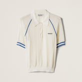MiuMiu Women's Summer Solid Color Cotton Knitted Logo Print Polo Neck Short Sleeve T-Shirt #77539