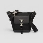 Prada Nfc Chip-equipped Waterproof Canvas Men's Crossbody Chest Bag Stylish Sophisticated Workwear-style Black Buckle Bags #195651