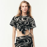 Chanel Women's CoCo Beach Round Neck Logo Print Summer Cotton Tie Short Sleeve Top T-Shirt #77269