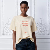 DIOR Book Cover Oversized Cropped T-Shirt Beige and Red Cotton Jersey #375762