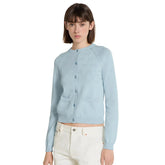 Gucci Women's Spring/Autumn Solid Color Letter Print Openwork Design Cotton Knitted Jacquard Single-Breasted Long-Sleeved Cardigan Jacket #77912