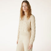 Loro Piana Napier Women's Spring And Autumn Chunky Knit Set High Elastic Solid Color Round Neck Long Sleeve Pullover Straight Leg Knit Casual Pants Suit Set Ngvp #2164