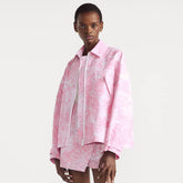 Dior Women's Spring/Autumn Pink Animal Print Zipper Long Sleeve Loose Jacket #77547
