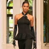 Chanel Top Silk Black White #335459
