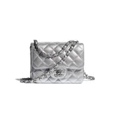 Chanel Classic Flap CF Lambskin Chain Bag Shoulder Bag Women's Silver #334148