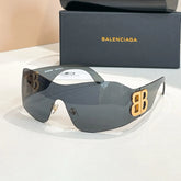 Balenciaga Women's Solid Color Lens Legs Logo Print Irregular Shape Sunglasses Eyeglasses Glasses #76958